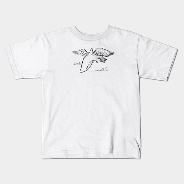 Flying shark Kids T-Shirt by Jason's Doodles